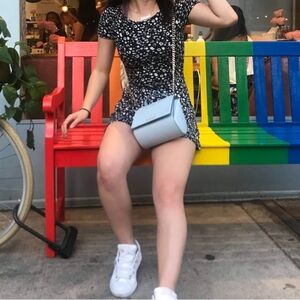 Floral Black and White Dress